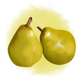 卡通手绘惊蛰应季水果之两个绿梨
