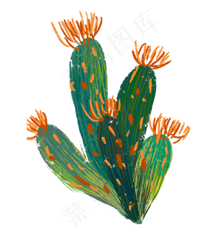 手绘涂鸦黄花仙人掌热带植物免扣,免抠元素