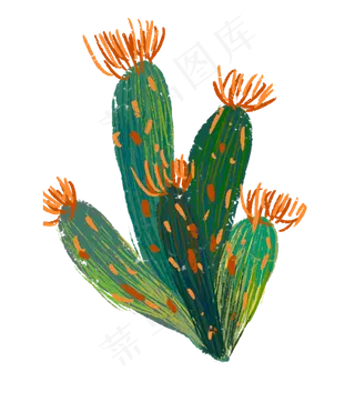 手绘涂鸦黄花仙人掌热带植物免扣,免抠元素