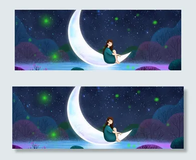 蓝紫色月亮上的女孩仲夏夜之梦banner
