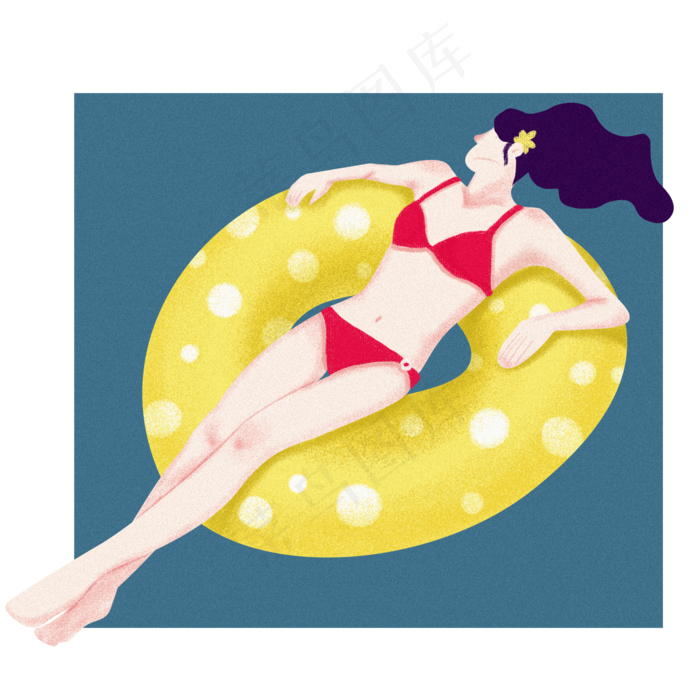 大暑小暑清凉消暑卡通女孩泳装(2000X2000(DPI:300))psd模版下载
