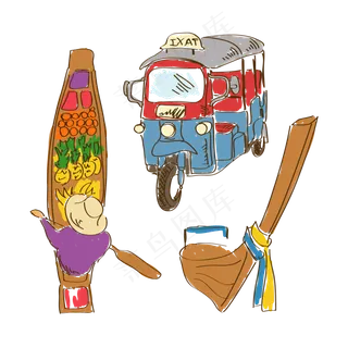 涂鸦风泰国交通元素