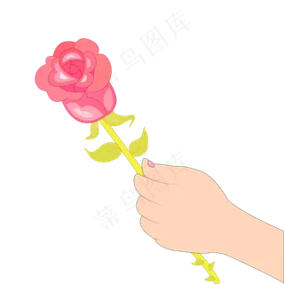 手绘手拿玫瑰