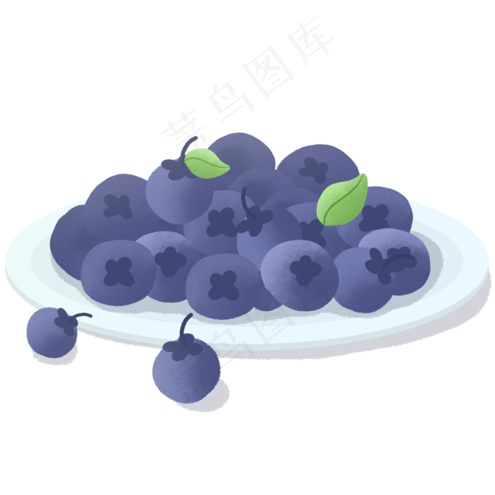 一盘卡通可爱治愈系水果皇后蓝莓