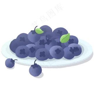 一盘卡通可爱治愈系水果皇后蓝莓