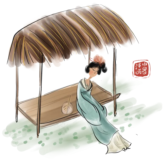 二十四节气茅草屋下的少女(2000X2000(DPI:300))psd模版下载