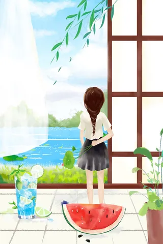 夏日小女孩的休闲时光