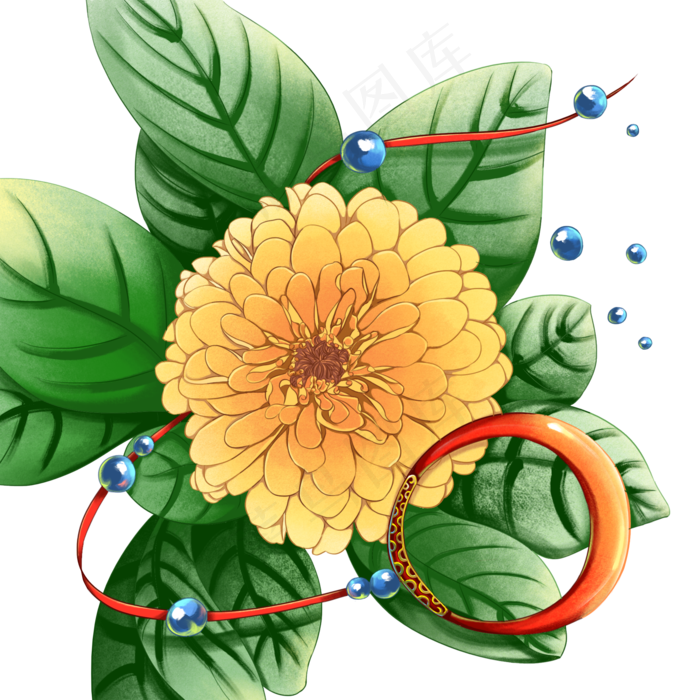 中国风黄色菊花,免抠元素(2000*2000px 300 dpi )psd模版下载