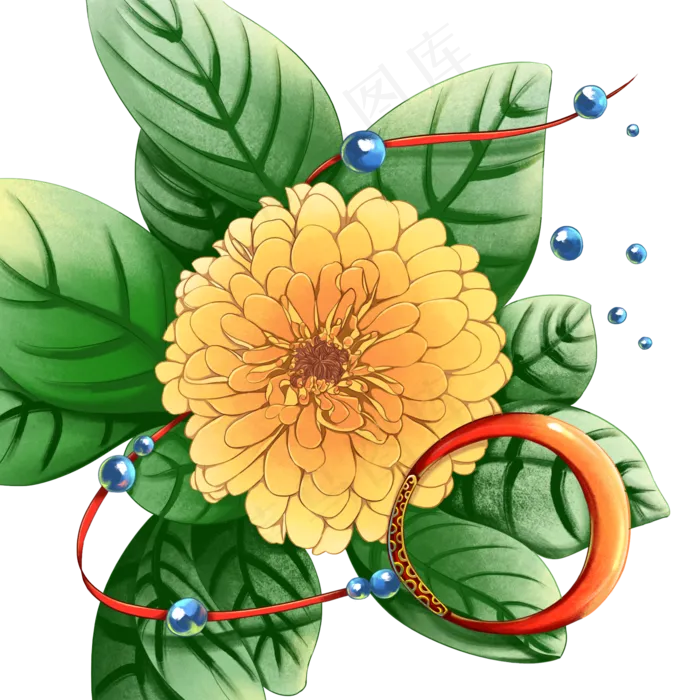 中国风黄色菊花,免抠元素(2000*2000px 300 dpi )psd模版下载