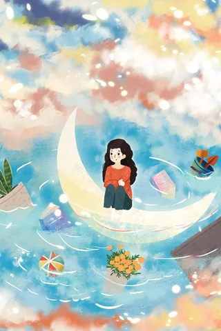 云朵中水中意境场景治愈