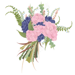 手绘新娘手捧花玫瑰花束