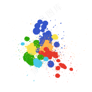 彩色涂鸦墨点泼墨墨迹元素,免抠元素