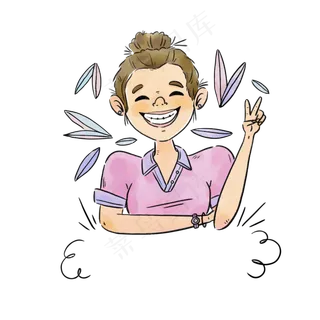 爱笑的女孩矢量素材