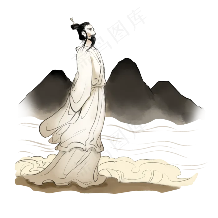 著名诗人屈原(3000X3000(DPI:299))psd模版下载