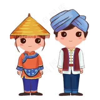 站立的少数民族毛南族情侣PNG