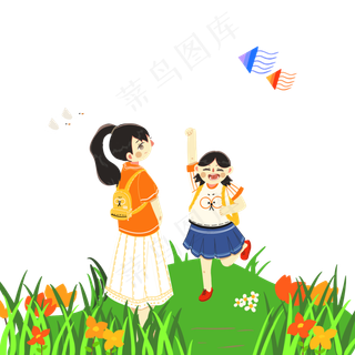春天郊游学生活力踏青PNG,免抠元素