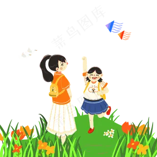 春天郊游学生活力踏青PNG,免抠元素