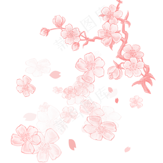 唯美粉色樱花矢量素材,免抠元素