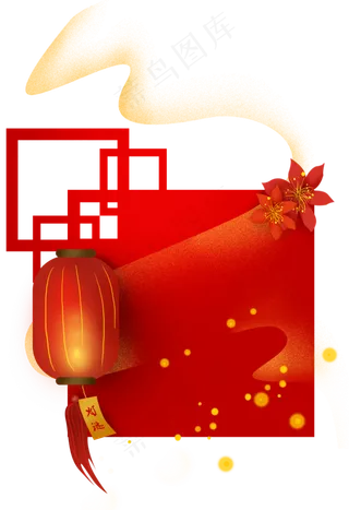 农历新年元宵节灯笼灯谜边框,免抠元素