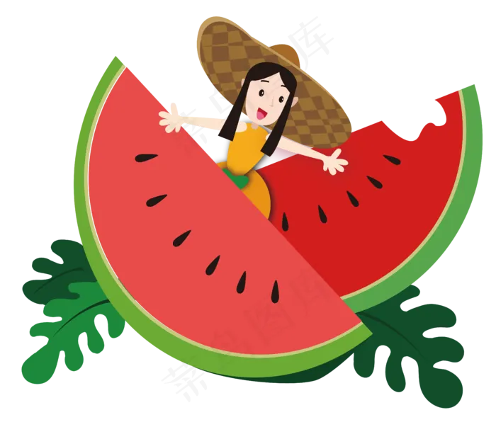 西瓜女孩草帽(5552X4726)