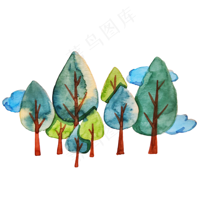 绿色的树林装饰插画