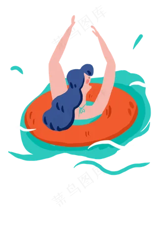 夏天小清新游泳圈女孩