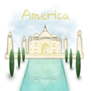 旅游地标建筑泰姬陵,免抠元素