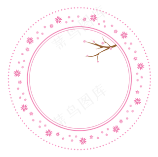 可爱粉色樱花环绕矢量免抠圆框