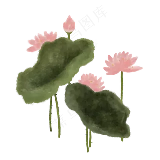 复古中国风荷花水墨画