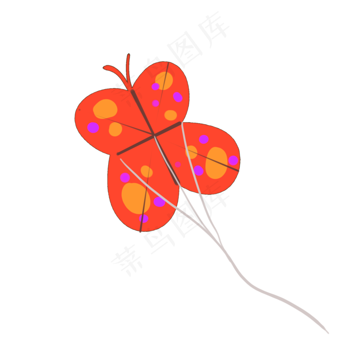 风筝蝴蝶红色花色夏日孩子儿童节(2000X2000(DPI:300))psd模版下载