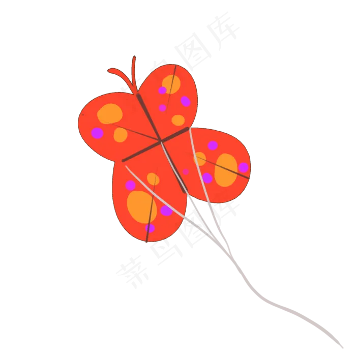 风筝蝴蝶红色花色夏日孩子儿童节(2000X2000(DPI:300))psd模版下载