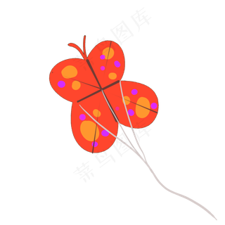 风筝蝴蝶红色花色夏日孩子儿童节