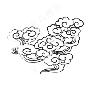 水墨中国风简约祥云云纹矢量装饰,免抠元素