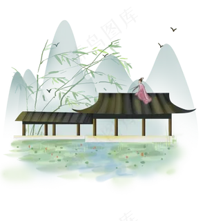 中国风庭院房屋,免抠元素 中国风庭院房屋,免抠元素