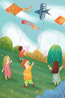 欢乐六一儿童节放风筝放假游戏玩耍