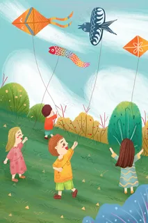 欢乐六一儿童节放风筝放假游戏玩耍