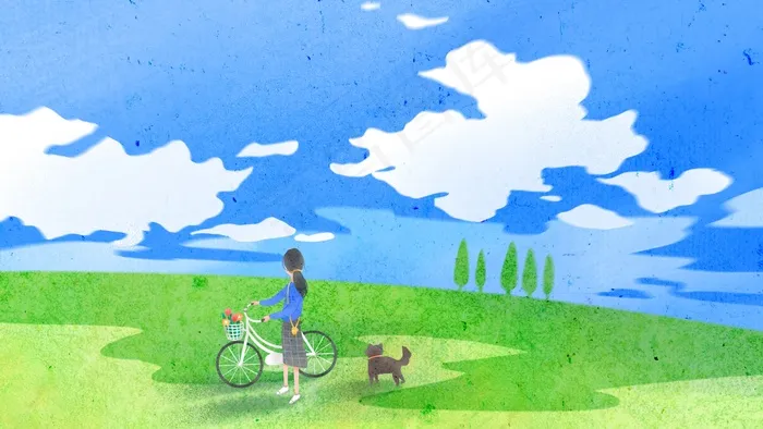 扁平风春天户外郊游(2880X1620(DPI:300))psd模版下载