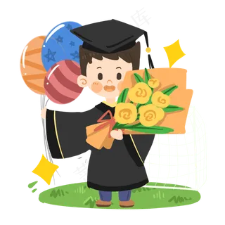 卡通男生参加毕业典礼PNG素材