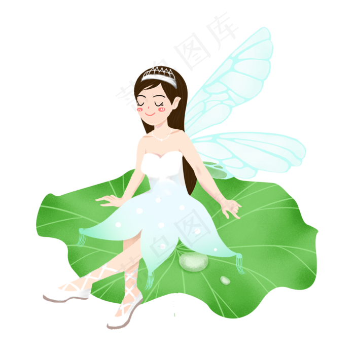 节气夏至荷叶精灵女孩素材