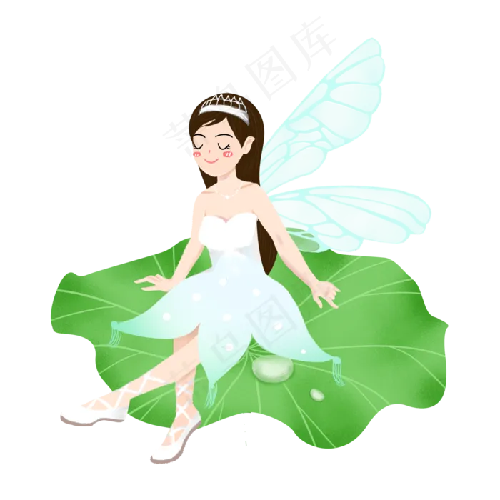 节气夏至荷叶精灵女孩素材(2000X2000(DPI:300))psd模版下载