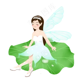 节气夏至荷叶精灵女孩素材