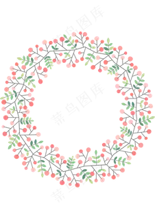 森系小清新水彩手绘绿叶花环
