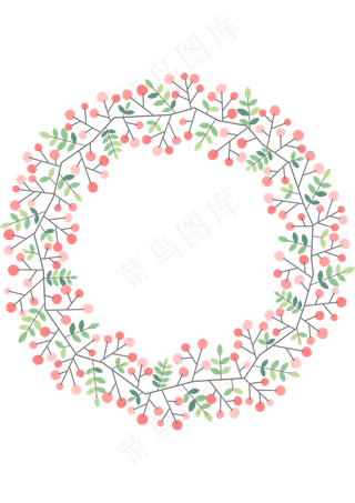 森系小清新水彩手绘绿叶花环