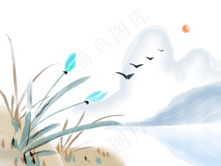 山水花草风景画