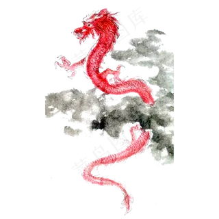 龙王神龙东方神仙海神中国国画水,免抠元素