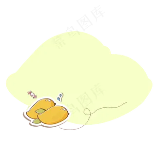 矢量卡通扁平化水果芒果边框