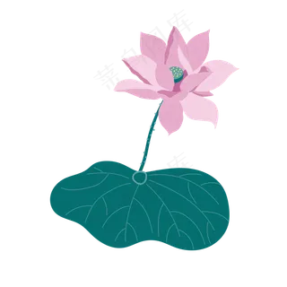 一朵粉色的荷花免抠图