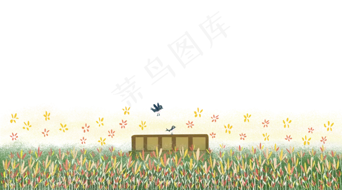 装饰风景春天山花野花遍野装饰底(4500X2500(DPI:300))psd模版下载