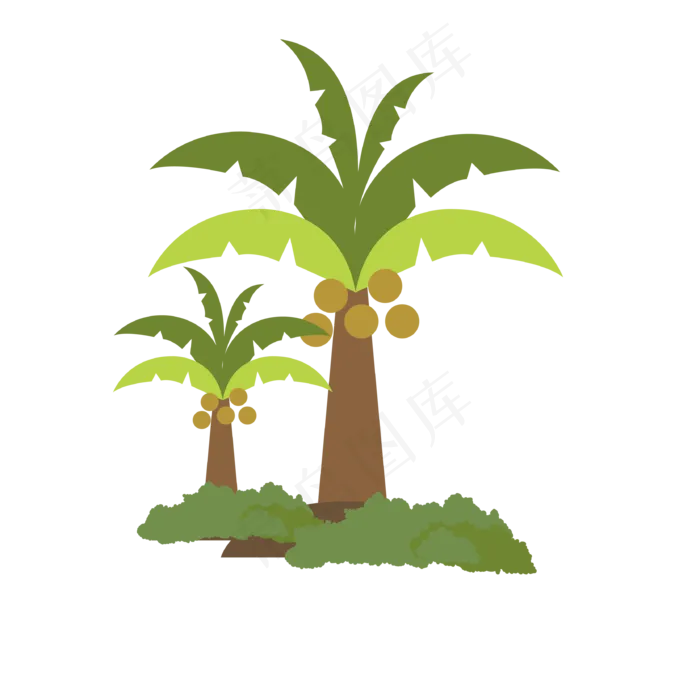 手绘椰子树矢量图(800X800)eps,ai矢量模版下载