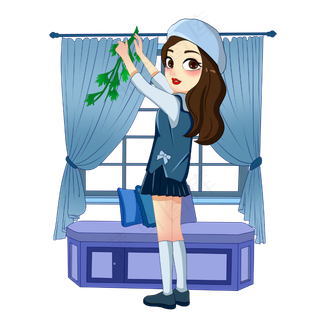 端午节挂艾草女孩